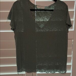 Project Social T Green Lace Short Sleeve Top